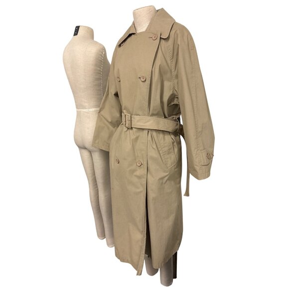 London Fog Womens Beige Trench Coat Belted Double-Breasted Size 8 PET - Picture 8 of 15